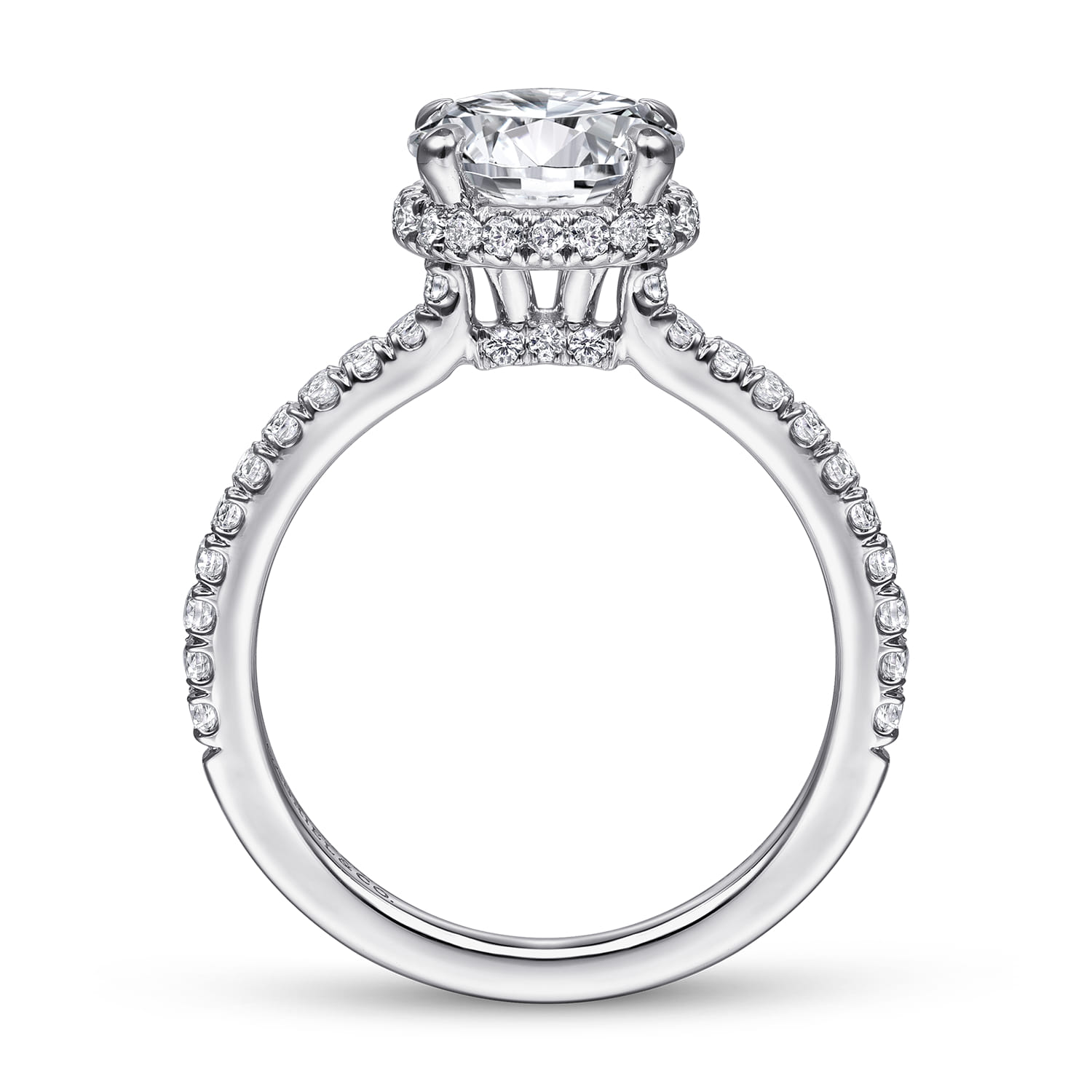 Rocco - 14K White Gold Hidden Halo Round Diamond Engagement Ring - 0.4 ct - Shot 2