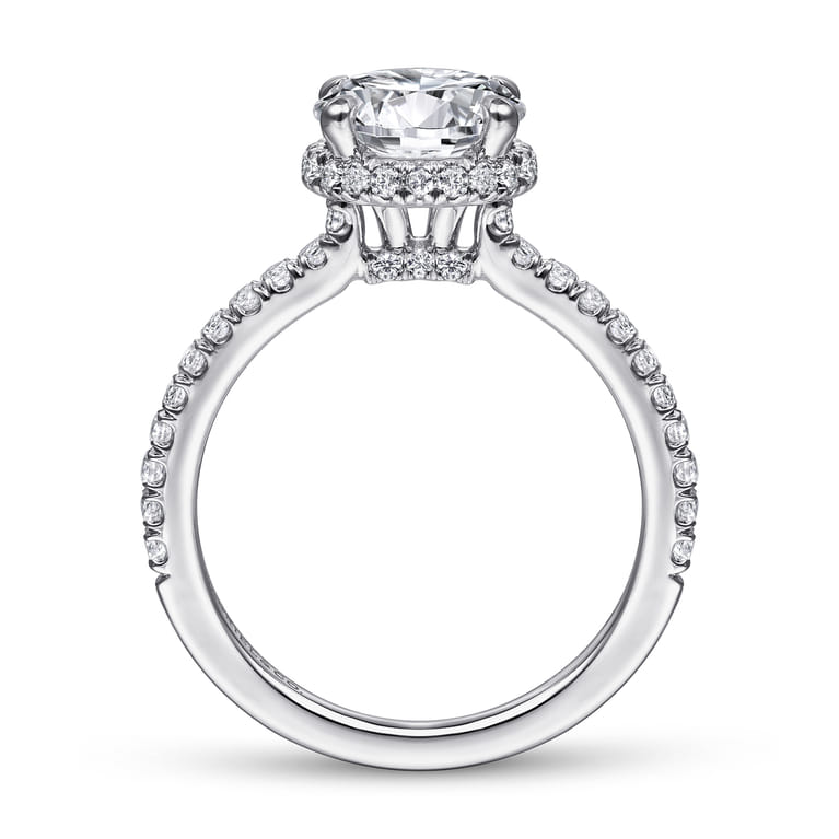 Rocco - 14K White Gold Hidden Halo Round Diamond Engagement Ring - 0.4 ct - Shot 2