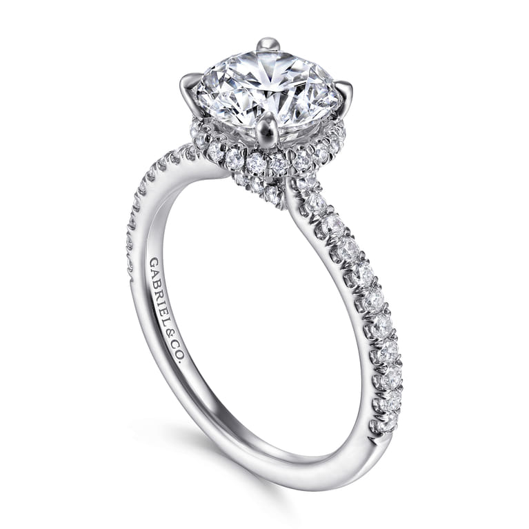 Rocco - 14K White Gold Hidden Halo Round Diamond Engagement Ring - 0.4 ct - Shot 3