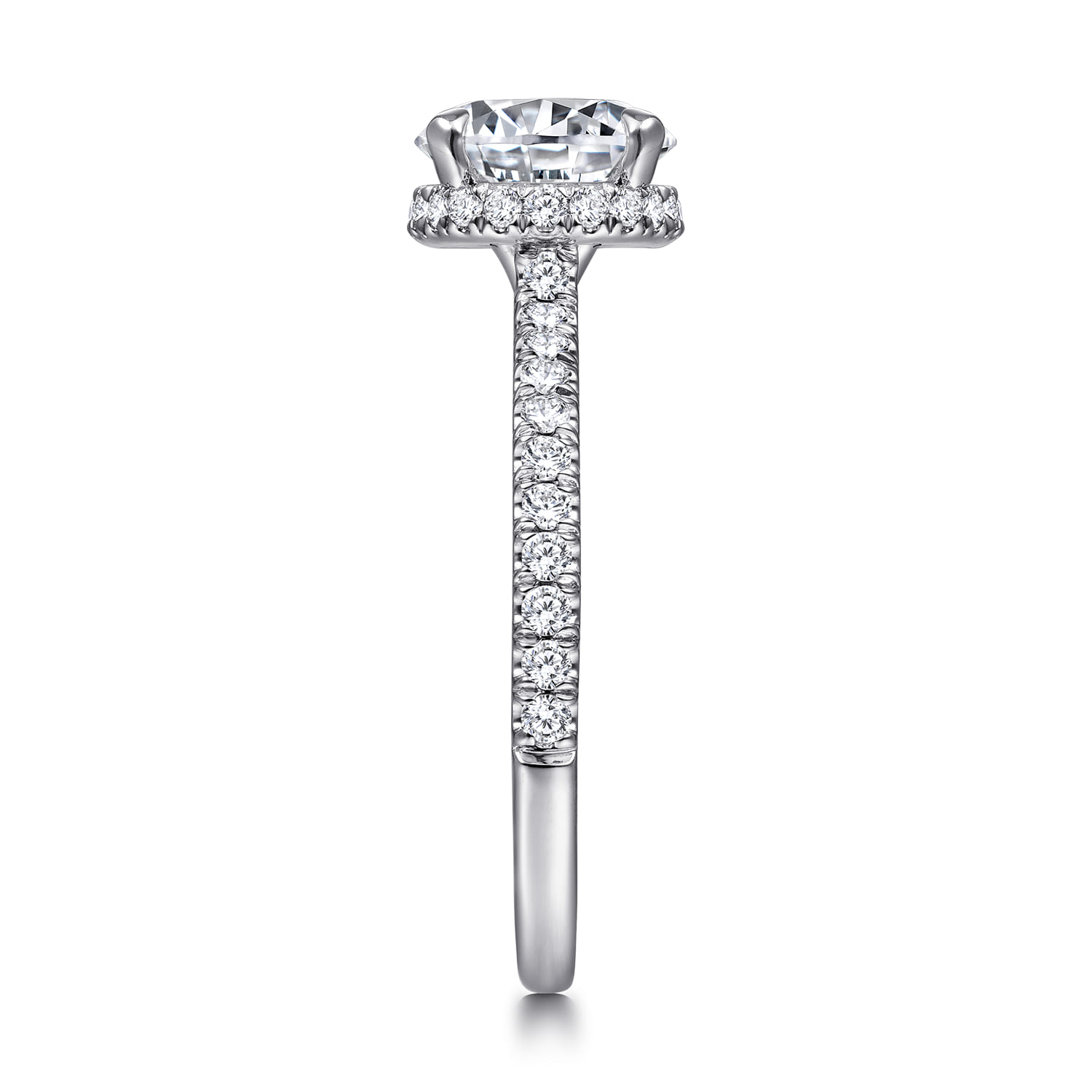 Rocco - 14K White Gold Hidden Halo Round Diamond Engagement Ring - 0.4 ct - Shot 5