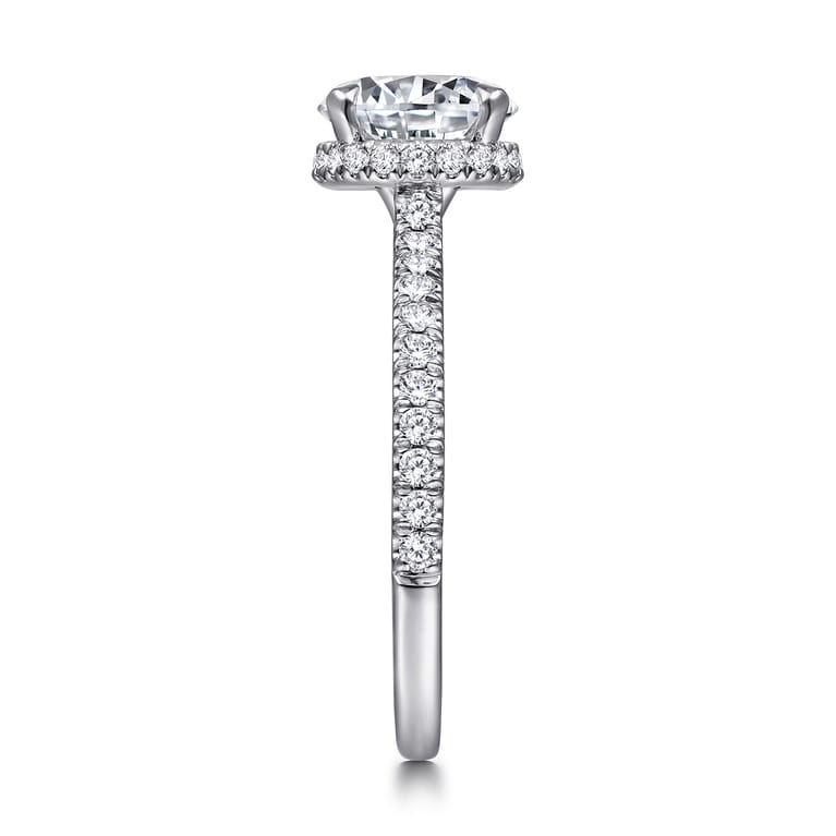Rocco - 14K White Gold Hidden Halo Round Diamond Engagement Ring - 0.4 ct - Shot 5
