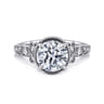 Yvonne - 14K White Gold Floral Round Diamond Engagement Ring - 0.32 ct