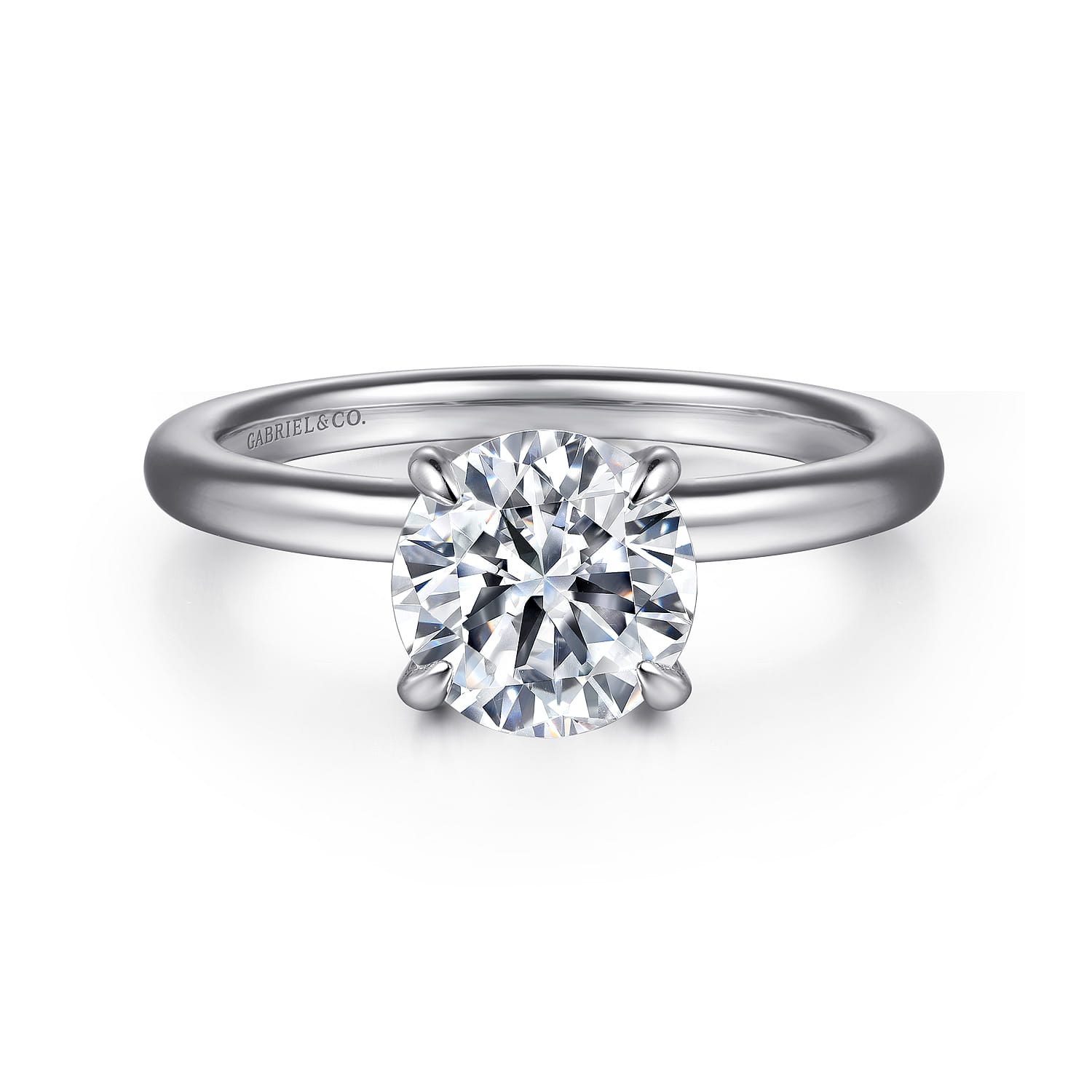 Evelynn - 14K White Gold Round Solitaire Diamond Engagement Ring - 0.03 ct - Shot 1