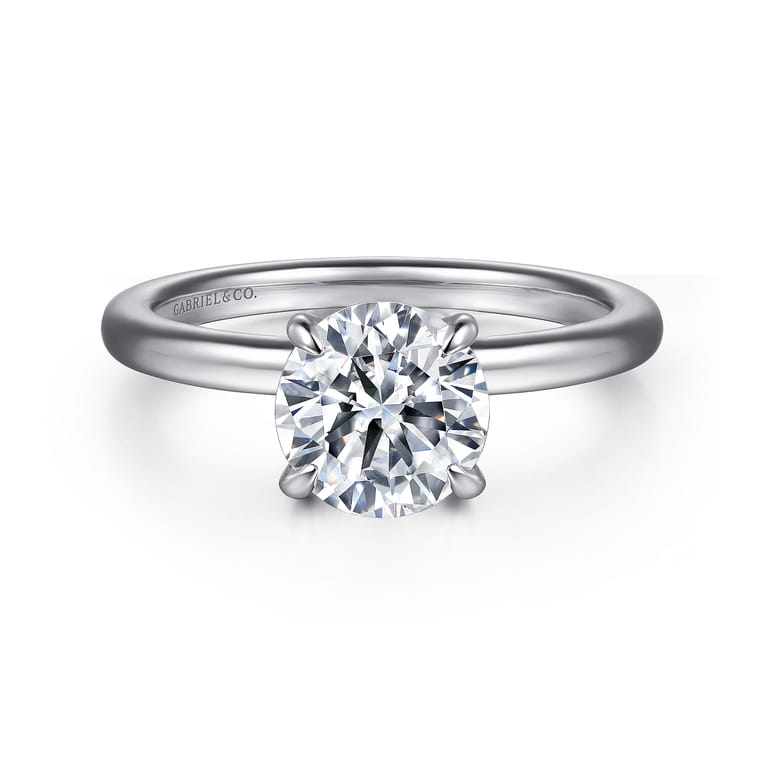 Evelynn - 14K White Gold Round Solitaire Diamond Engagement Ring - 0.03 ct - Shot 1