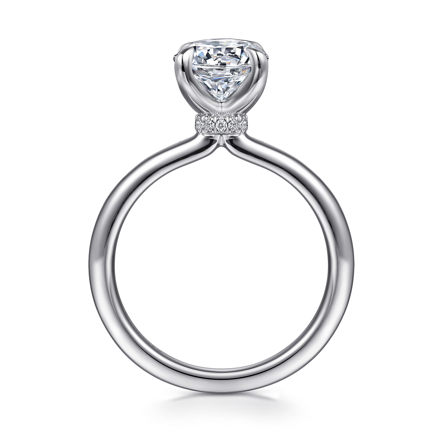 Evelynn - 14K White Gold Round Solitaire Diamond Engagement Ring - 0.03 ct - Shot 2