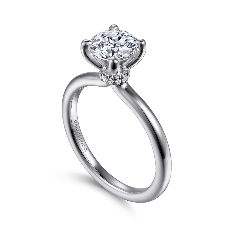 Evelynn - 14K White Gold Round Solitaire Diamond Engagement Ring - 0.03 ct - Shot 3