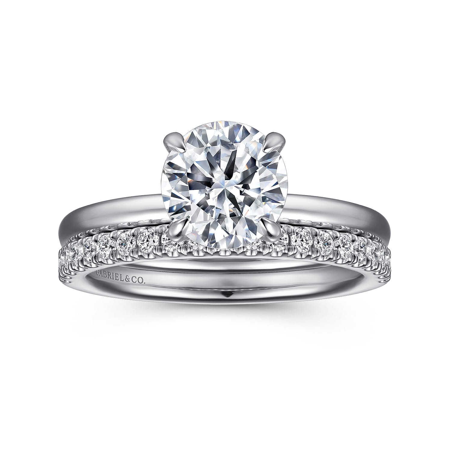 Evelynn - 14K White Gold Round Solitaire Diamond Engagement Ring - 0.03 ct - Shot 4