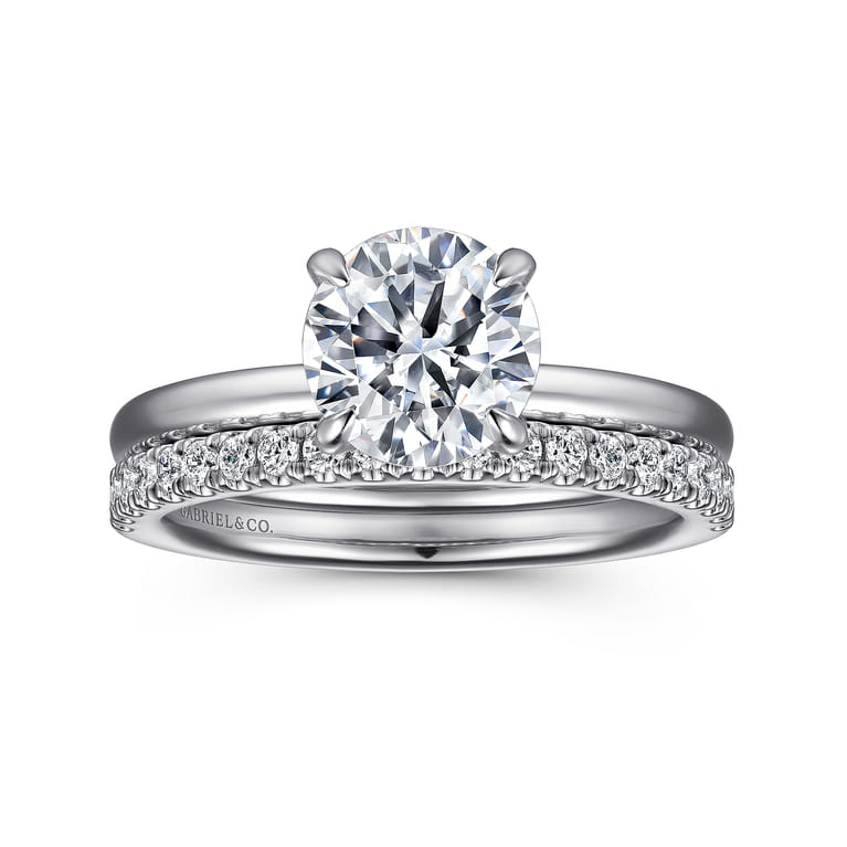 Evelynn - 14K White Gold Round Solitaire Diamond Engagement Ring - 0.03 ct - Shot 4