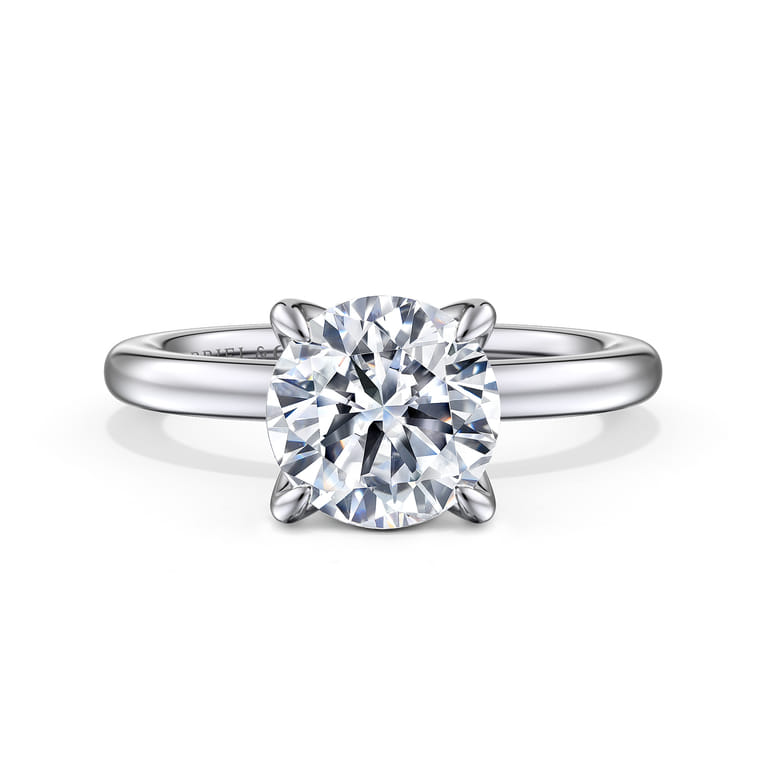 Evelynn - 14K White Gold Round Solitaire Diamond Engagement Ring - 0.04 ct - Shot 1