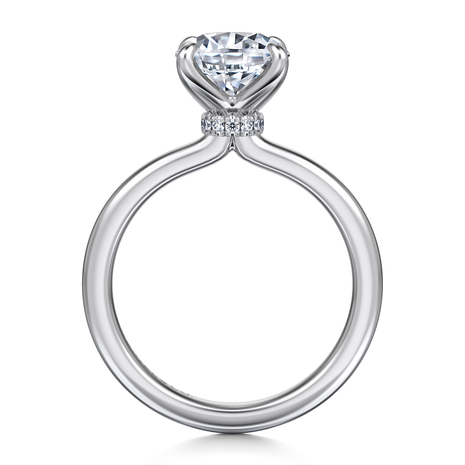 Evelynn - 14K White Gold Round Solitaire Diamond Engagement Ring - 0.04 ct - Shot 2