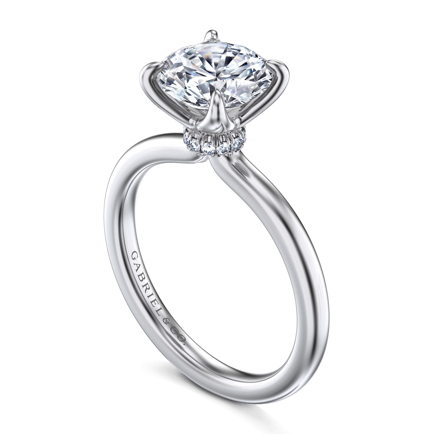 Evelynn - 14K White Gold Round Solitaire Diamond Engagement Ring - 0.04 ct - Shot 3