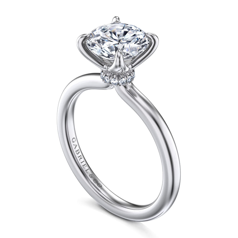 Evelynn - 14K White Gold Round Solitaire Diamond Engagement Ring - 0.04 ct - Shot 3