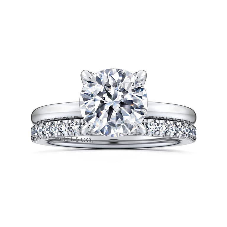 Evelynn - 14K White Gold Round Solitaire Diamond Engagement Ring - 0.04 ct - Shot 4