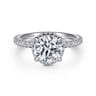 Senne - 14K White Gold Round Hidden Halo Diamond Engagement Ring - 0.4 ct