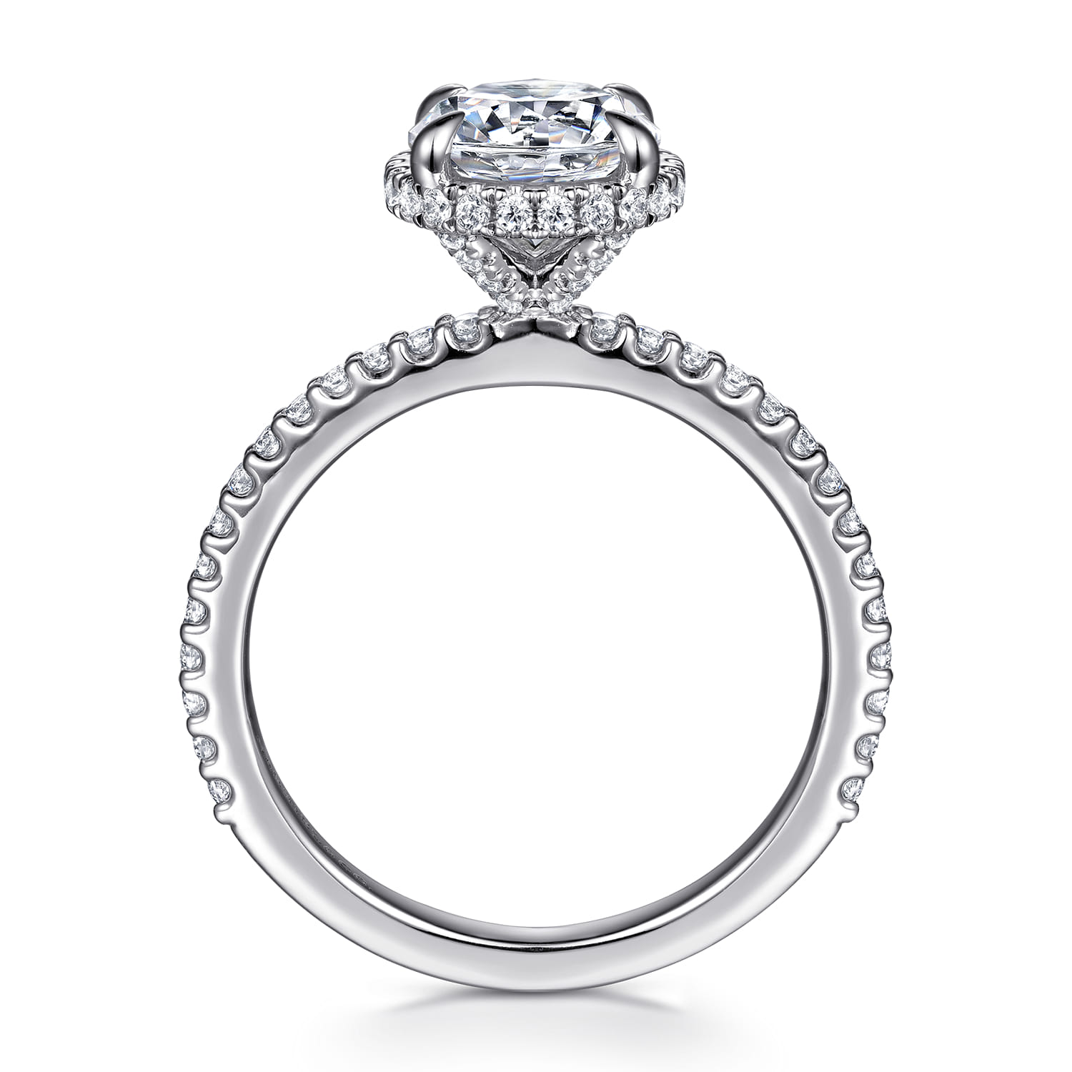 Senne - 14K White Gold Round Hidden Halo Diamond Engagement Ring - 0.4 ct - Shot 2