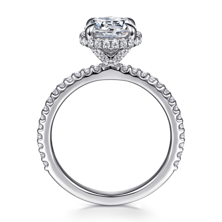 Senne - 14K White Gold Round Hidden Halo Diamond Engagement Ring - 0.4 ct - Shot 2