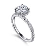 Senne - 14K White Gold Round Hidden Halo Diamond Engagement Ring - 0.4 ct