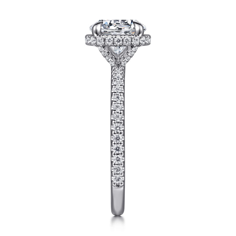 Senne - 14K White Gold Round Hidden Halo Diamond Engagement Ring - 0.4 ct - Shot 5