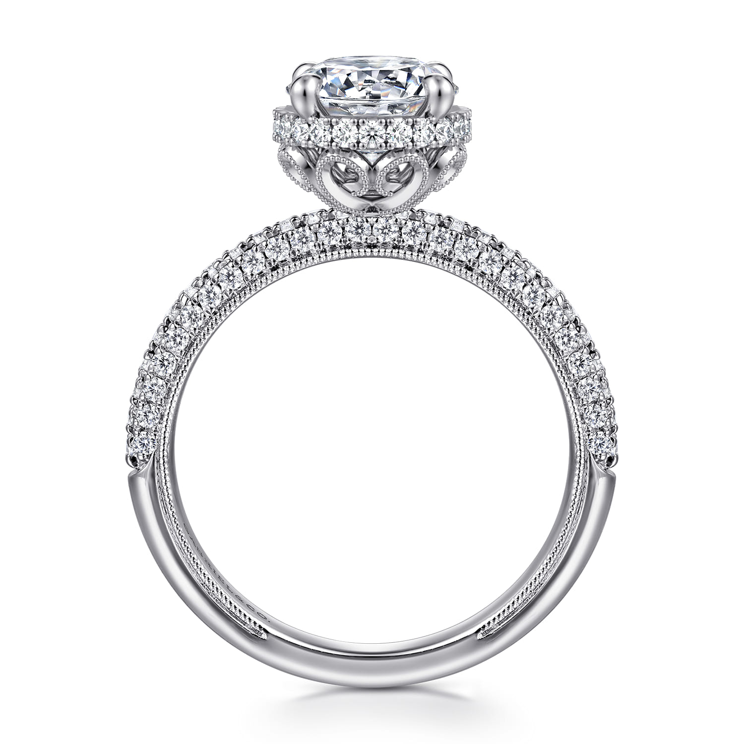Caly - 14K White Gold Round Halo Diamond Engagement Ring - 0.5 ct - Shot 2