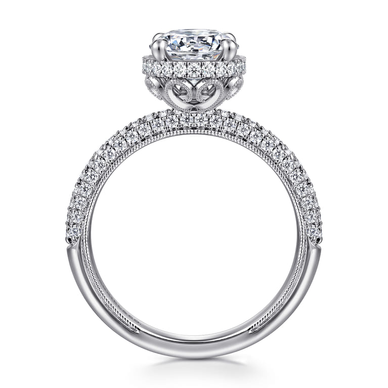 Caly - 14K White Gold Round Halo Diamond Engagement Ring - 0.5 ct - Shot 2