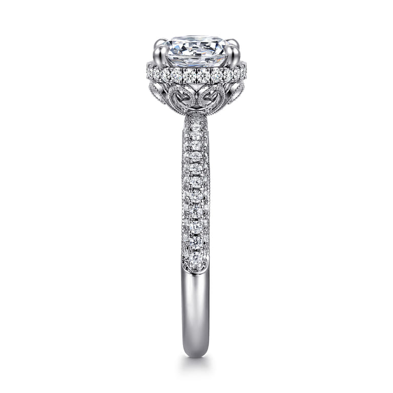 Caly - 14K White Gold Round Halo Diamond Engagement Ring - 0.5 ct - Shot 4