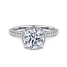 Caly - 14K White Gold Round Halo Diamond Engagement Ring - 0.5 ct