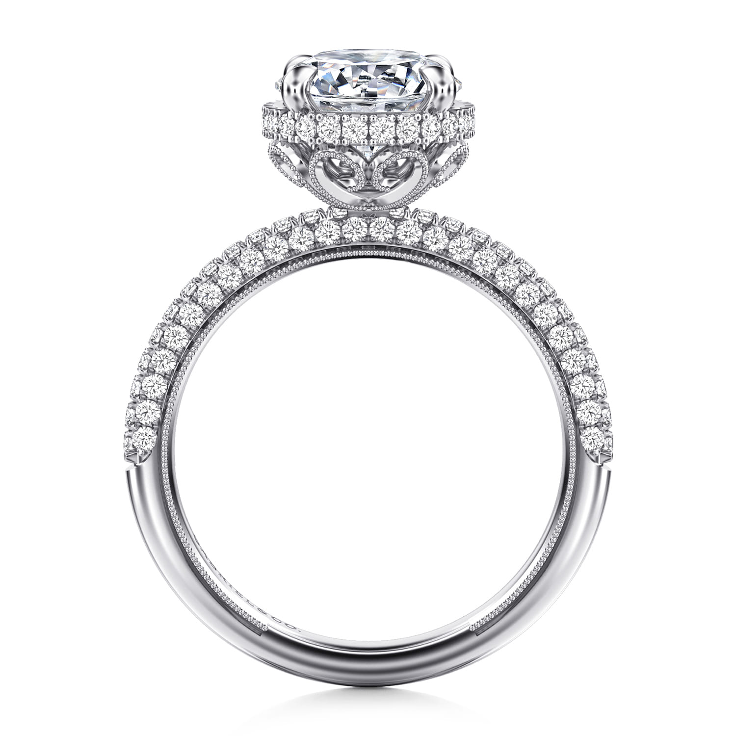 Caly - 14K White Gold Round Halo Diamond Engagement Ring - 0.5 ct - Shot 2