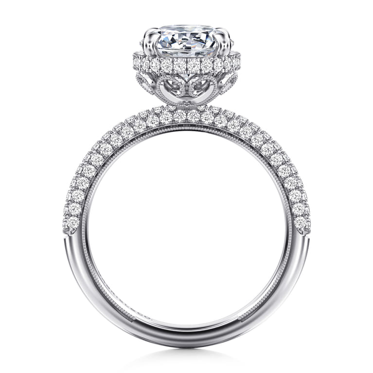 Caly - 14K White Gold Round Halo Diamond Engagement Ring - 0.5 ct - Shot 2