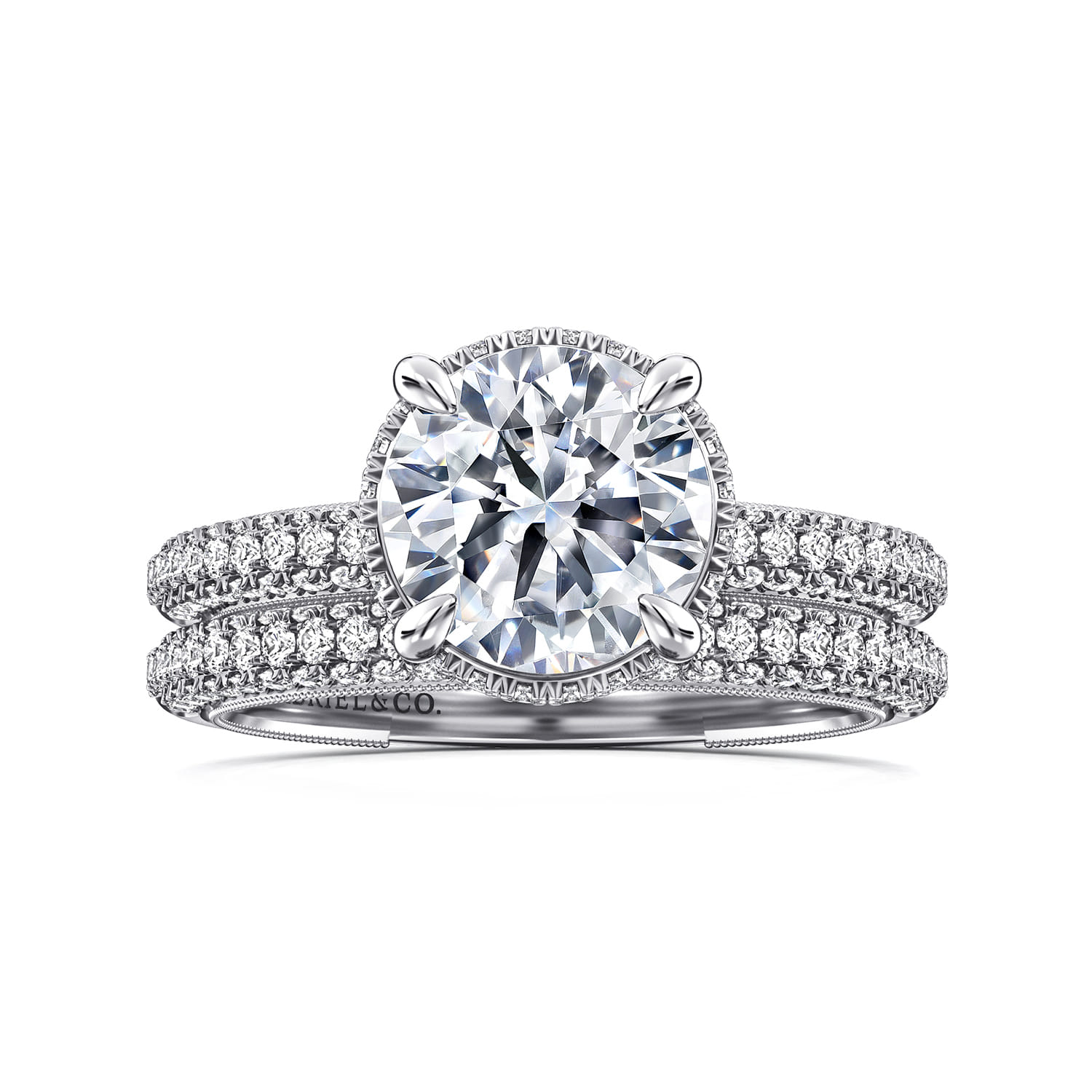 Caly - 14K White Gold Round Halo Diamond Engagement Ring - 0.5 ct - Shot 4