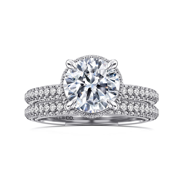 Caly - 14K White Gold Round Halo Diamond Engagement Ring - 0.5 ct - Shot 4