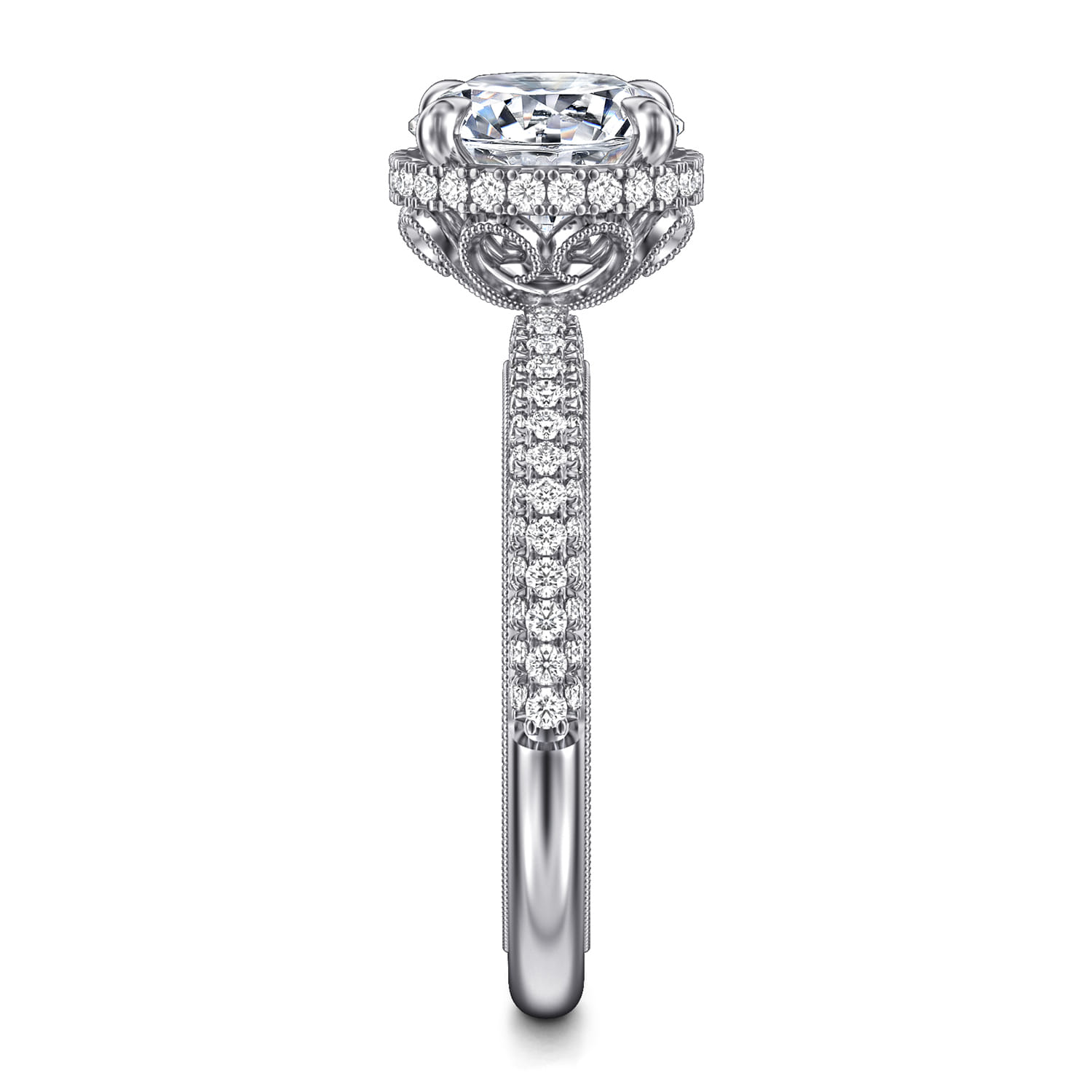 Caly - 14K White Gold Round Halo Diamond Engagement Ring - 0.5 ct - Shot 5