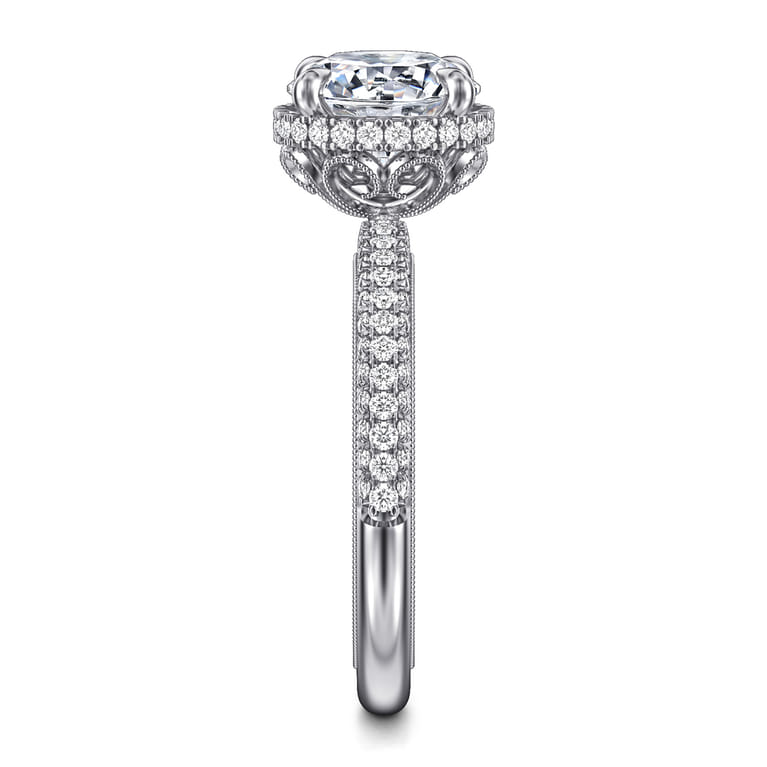 Caly - 14K White Gold Round Halo Diamond Engagement Ring - 0.5 ct - Shot 5