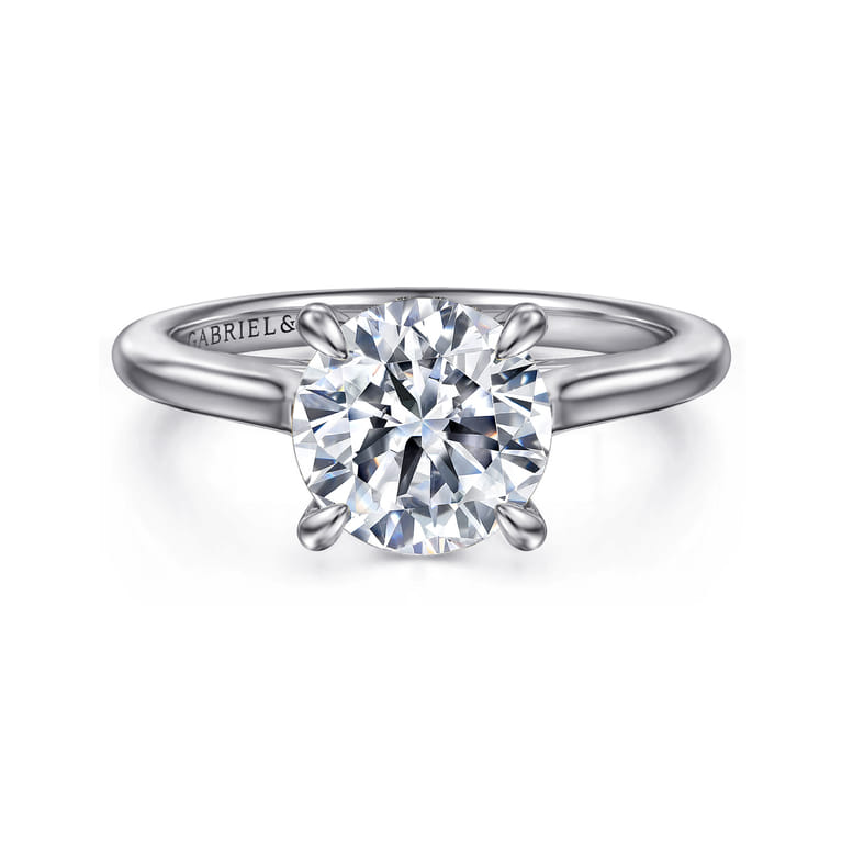 Ericka - 14K White Gold Round Diamond Engagement Ring - 0.13 ct - Shot 1