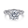 Ama - 14K White Gold Twisted Round Halo Diamond Engagement Ring - 0.3 ct
