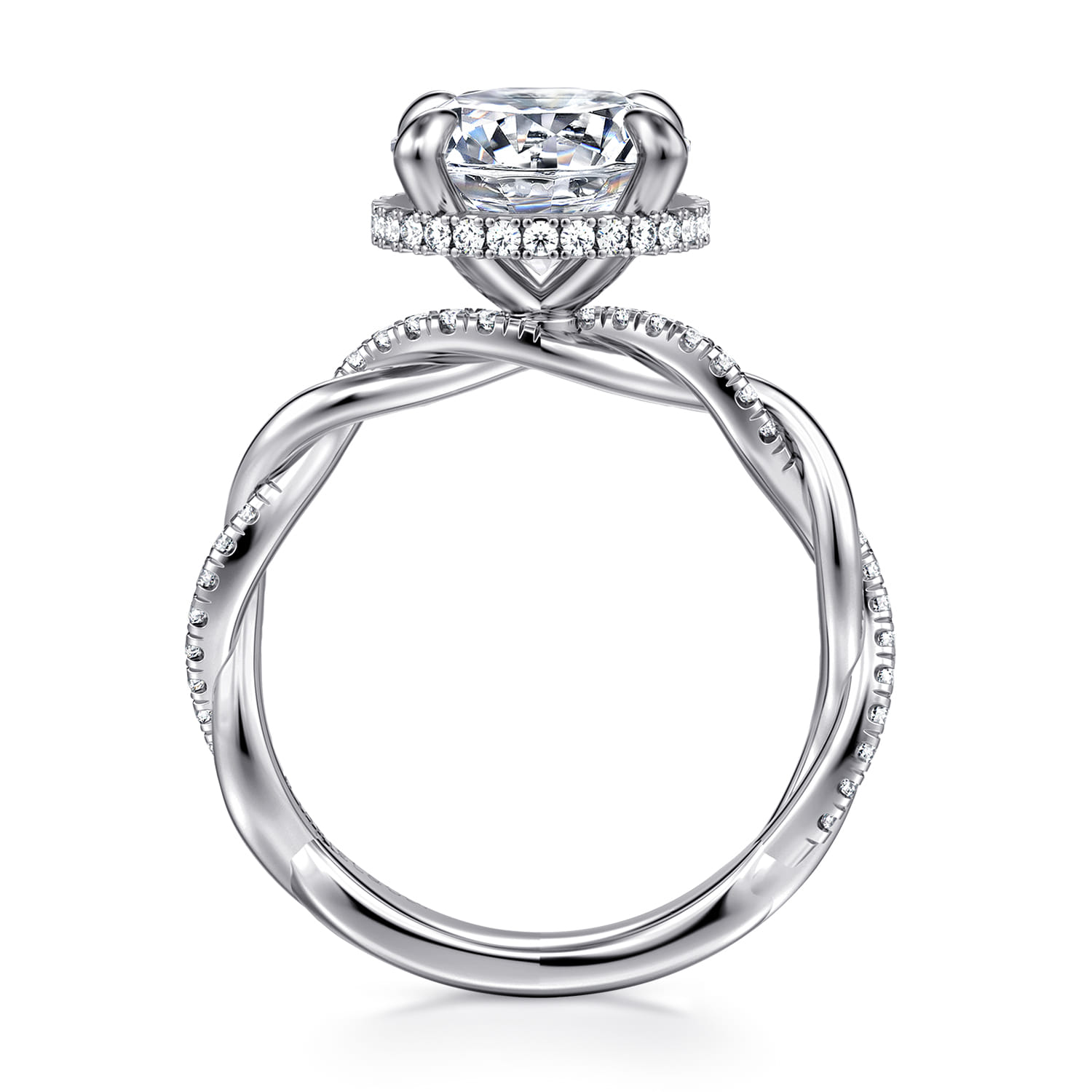 Ama - 14K White Gold Twisted Round Halo Diamond Engagement Ring - 0.3 ct - Shot 2