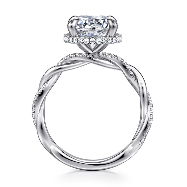Ama - 14K White Gold Twisted Round Halo Diamond Engagement Ring - 0.3 ct - Shot 2