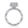 Ama - 14K White Gold Twisted Round Halo Diamond Engagement Ring - 0.3 ct
