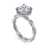 Ama - 14K White Gold Twisted Round Halo Diamond Engagement Ring - 0.3 ct