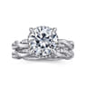 Ama - 14K White Gold Twisted Round Halo Diamond Engagement Ring - 0.3 ct