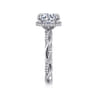 Ama - 14K White Gold Twisted Round Halo Diamond Engagement Ring - 0.3 ct