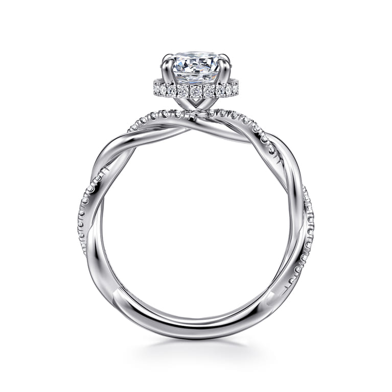 Ama - 14K White Gold Twisted Round Halo Diamond Engagement Ring - 0.24 ct - Shot 2