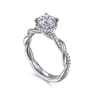 Ama - 14K White Gold Twisted Round Halo Diamond Engagement Ring - 0.24 ct