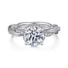 Ama - 14K White Gold Twisted Round Halo Diamond Engagement Ring - 0.25 ct