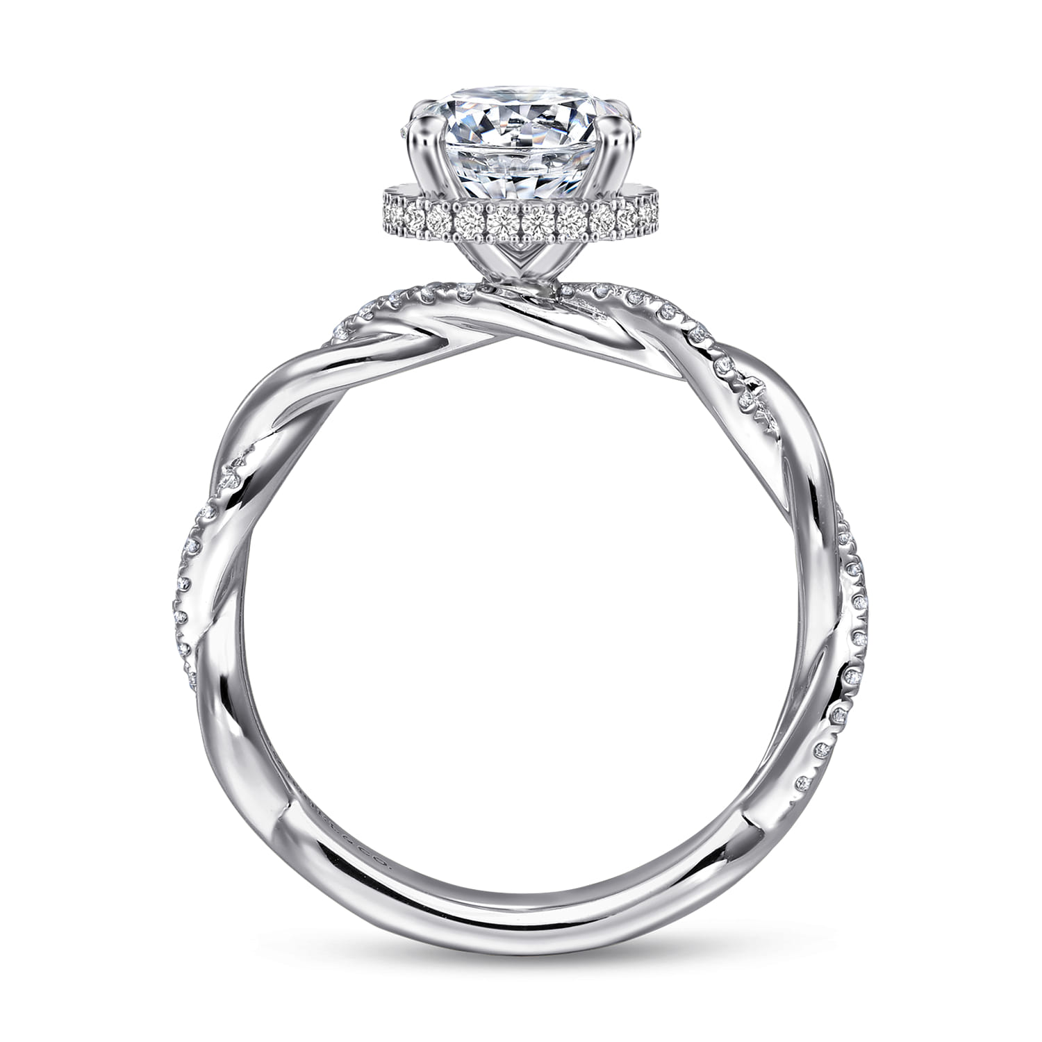Ama - 14K White Gold Twisted Round Halo Diamond Engagement Ring - 0.25 ct - Shot 2