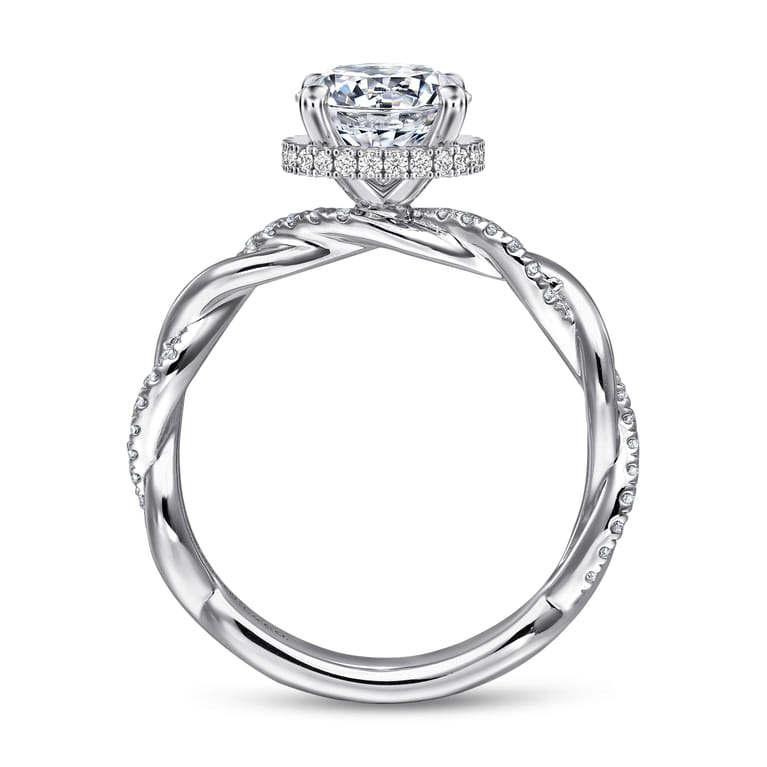 Ama - 14K White Gold Twisted Round Halo Diamond Engagement Ring - 0.25 ct - Shot 2