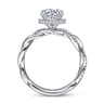 Ama - 14K White Gold Twisted Round Halo Diamond Engagement Ring - 0.25 ct