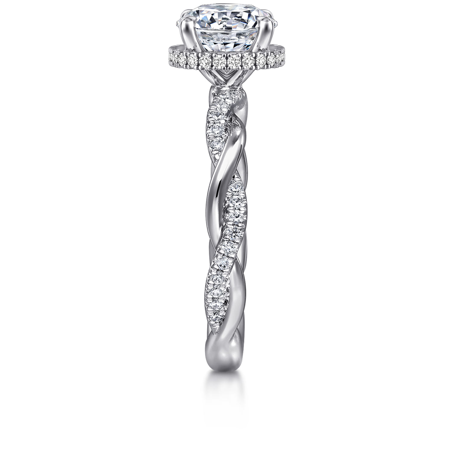Ama - 14K White Gold Twisted Round Halo Diamond Engagement Ring - 0.25 ct - Shot 4