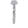 Ama - 14K White Gold Twisted Round Halo Diamond Engagement Ring - 0.25 ct