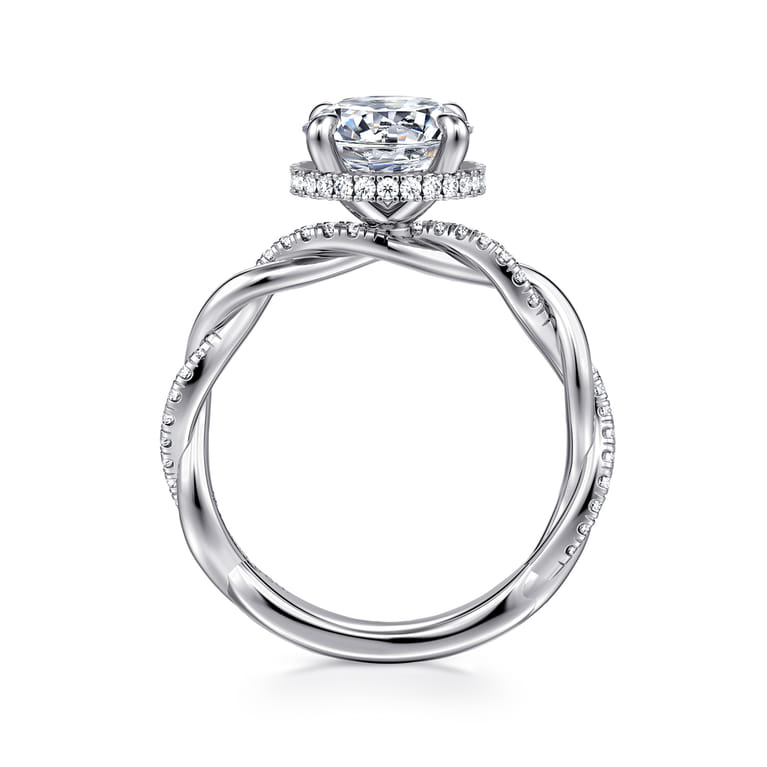 Ama - 14K White Gold Twisted Round Halo Diamond Engagement Ring - 0.28 ct - Shot 2