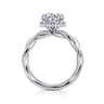 Ama - 14K White Gold Twisted Round Halo Diamond Engagement Ring - 0.28 ct